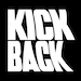 Logo featuring a black box with the words Kick Back stacked in white in the box.